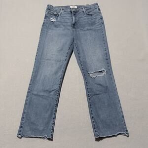 Denizen by Levi's High-Rise Ankle Jeans Denim Straight Distressed Frayed - 12